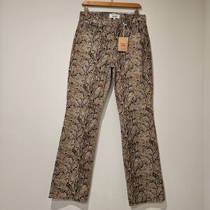 Reformation Women's Snake-Print Flare Jeans, Size 30- Brown & Black